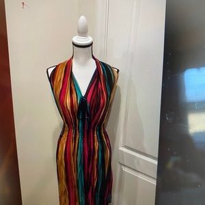 Silky, stretchy, striped dress - medium - brand new
